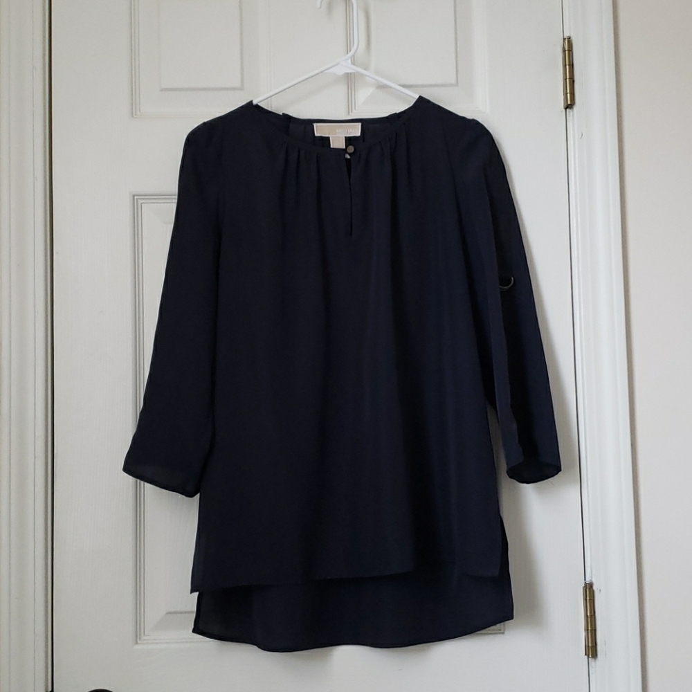 Michael Kors Navy Chiffon Top